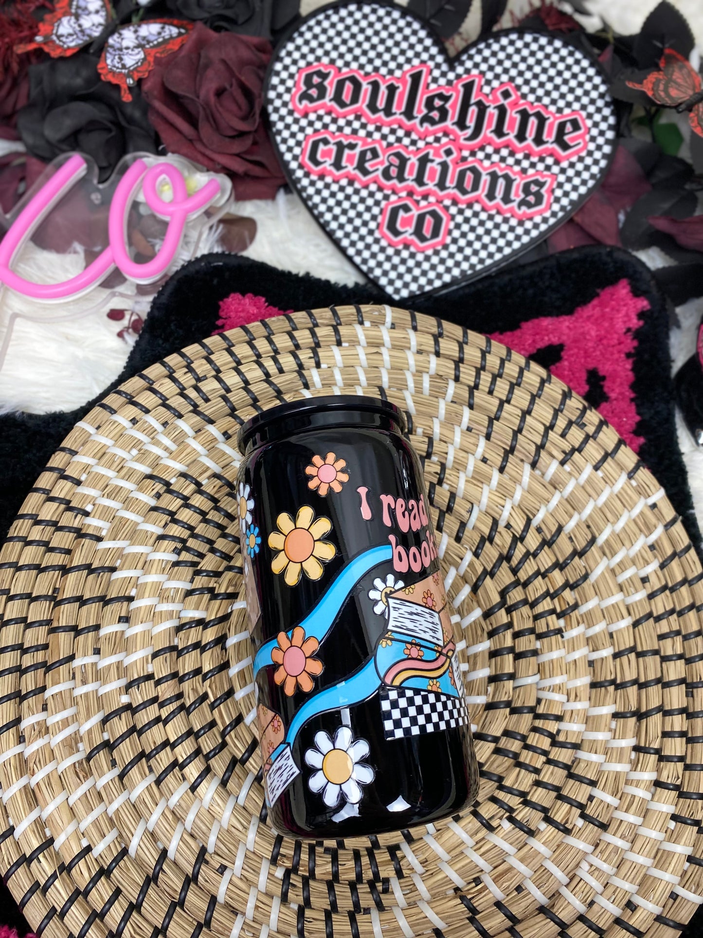 I read a lot of books and drink a lot of coffee 16 oz. black glass bookish libby cup iced coffee drinkware