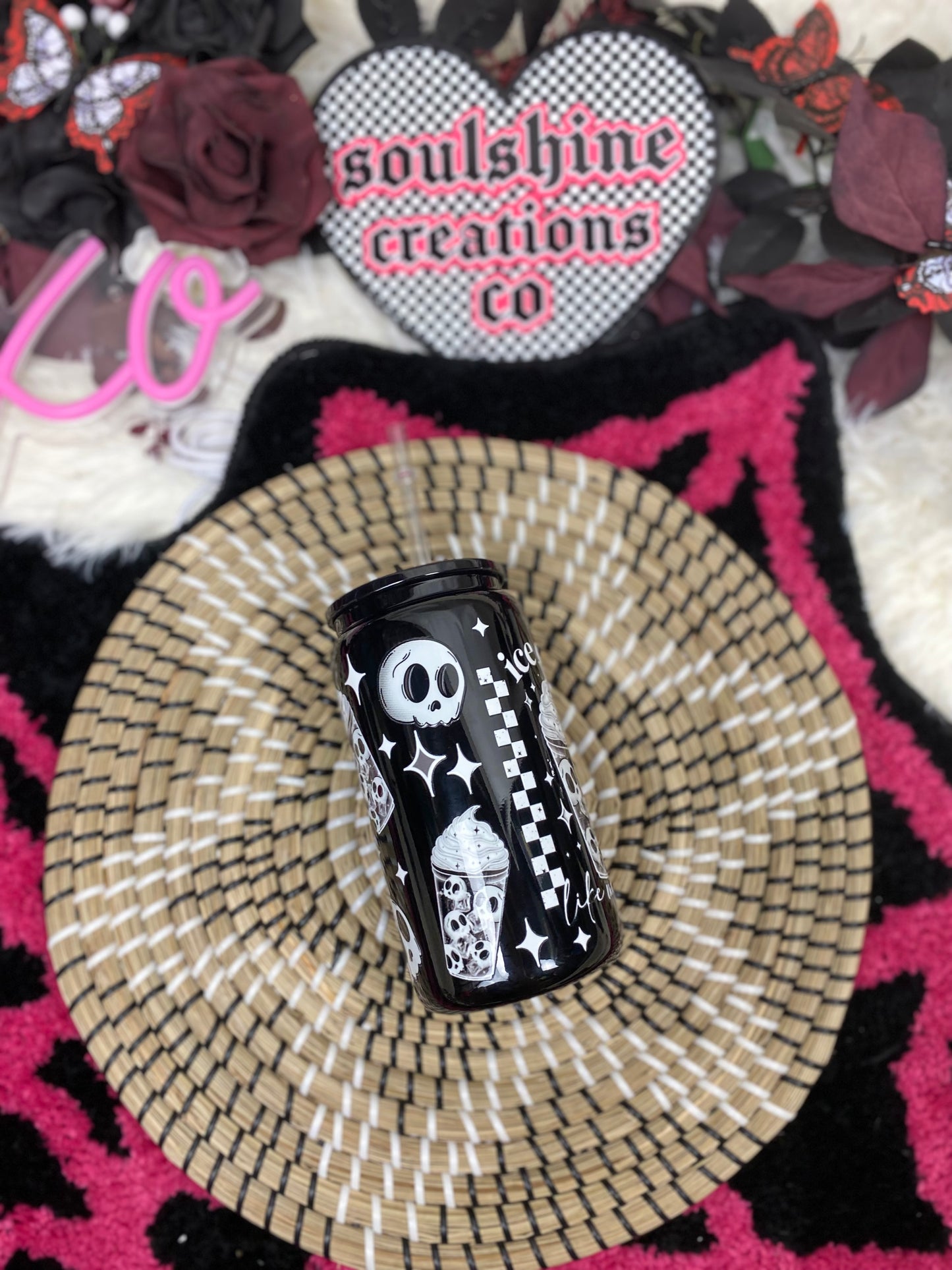 ice cold like my soul 16 oz. black glass libby cup iced coffee drinkware