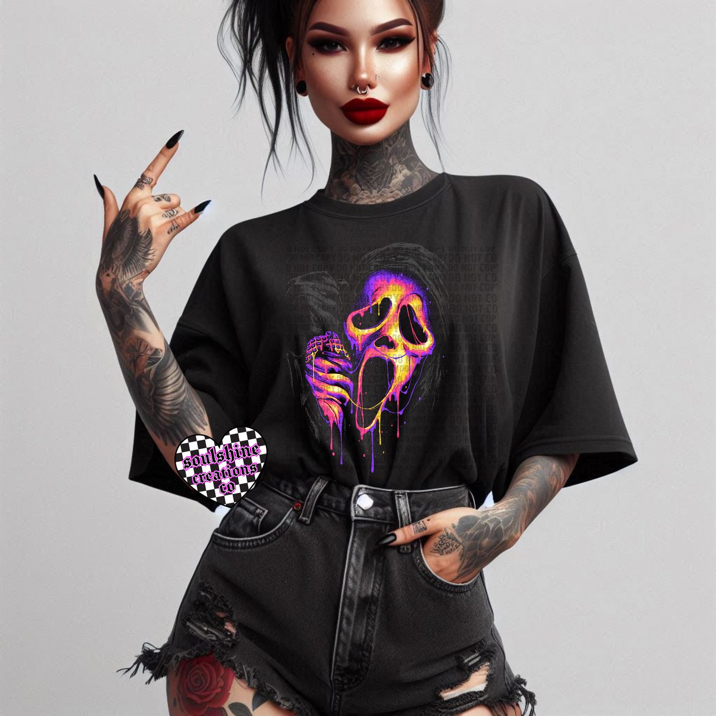 Neon 90’s Horror Ghost Face Tee or Sweater- Edgy Alternative Halloween Vibes