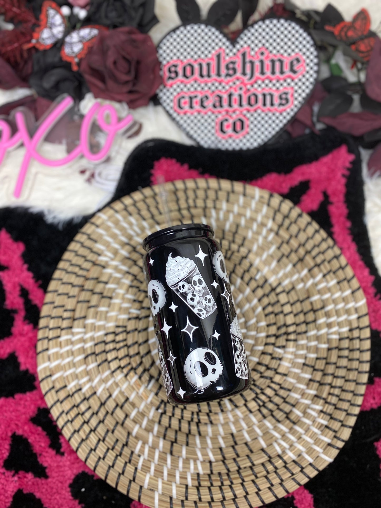 ice cold like my soul 16 oz. black glass libby cup iced coffee drinkware