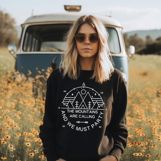 The Mountains are Calling and we must Party RTS Screen Print Transfer