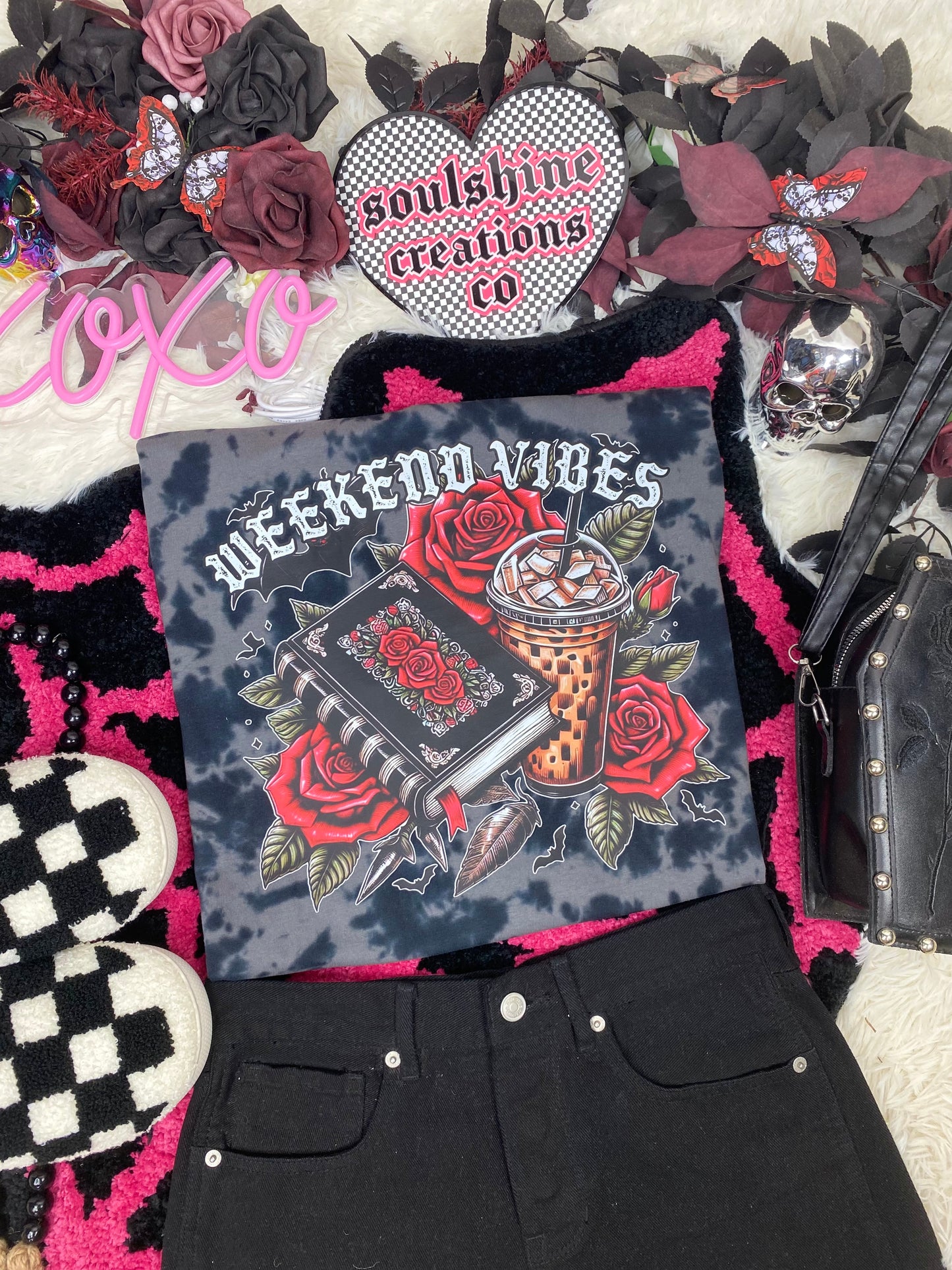Weekend Vibes bookish acid wash tee or sweatshirt