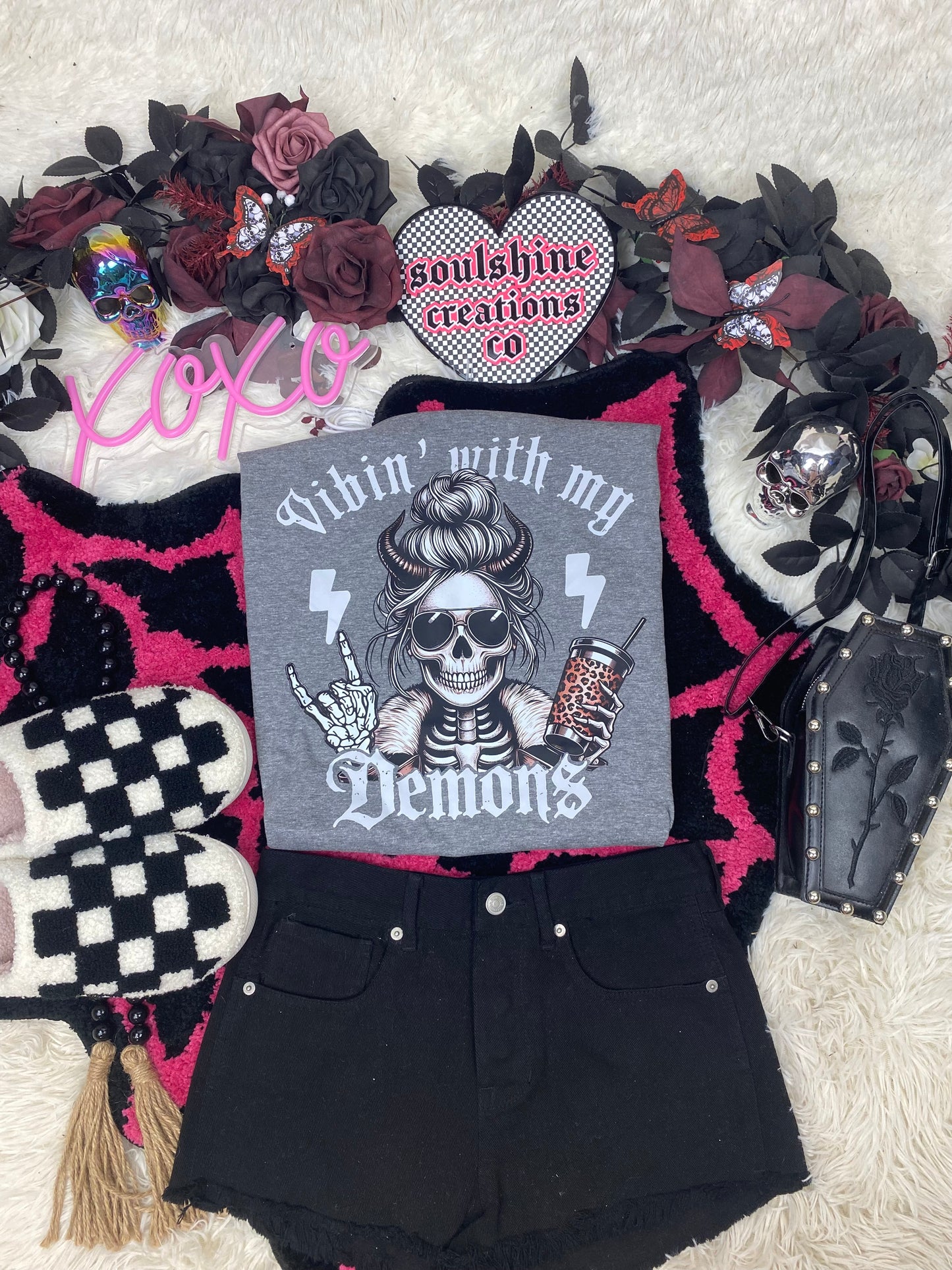 Vibin with my Demons Skellie tee or sweater