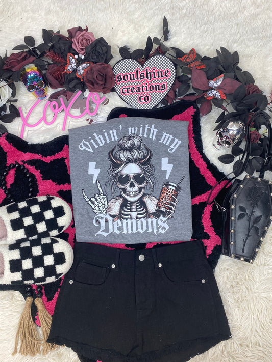 Vibin with my Demons Skellie tee or sweater