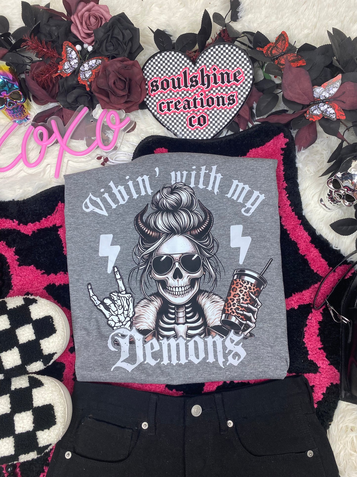 Vibin with my Demons Skellie tee or sweater