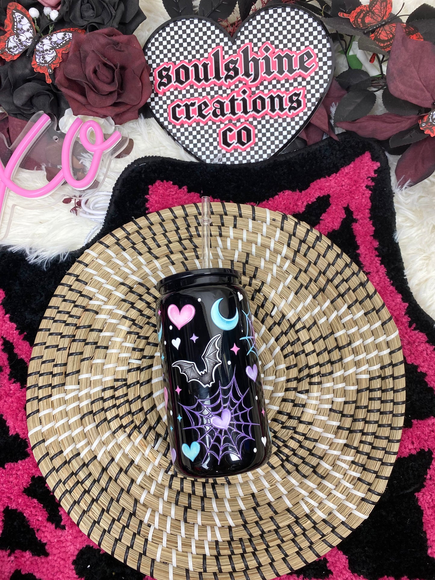 pastel goth 16 oz. black glass libby cup iced coffee drinkware