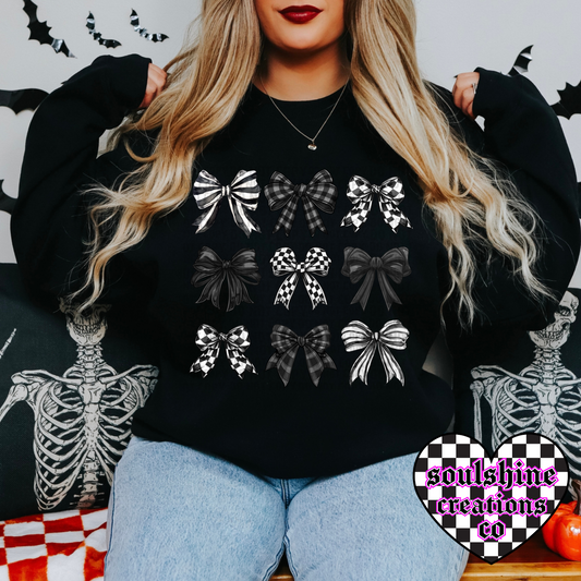 Checkered Bows Coquette Tee or Sweater-Edgy Alternative Vibes