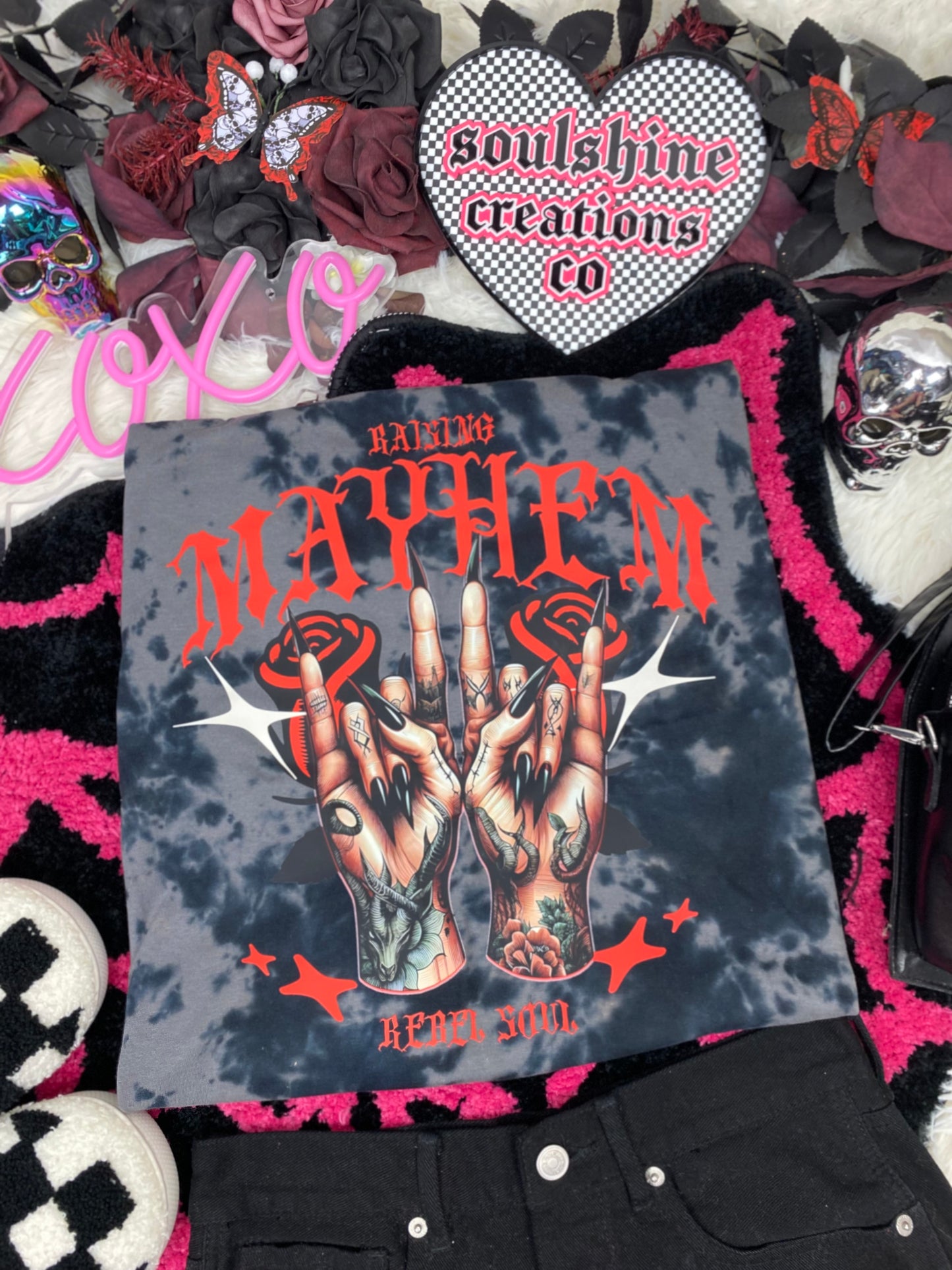 Raising Mayhem Acid wash tee or sweatshirt Alternative Vibes