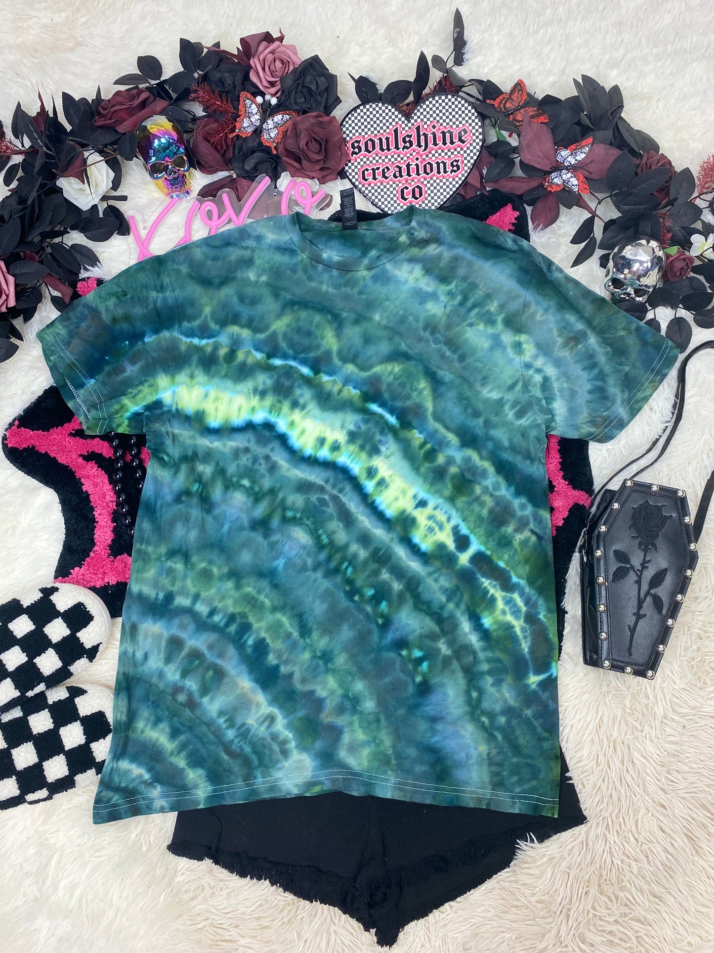 malachite ripple geode ice tie dye t-shirt