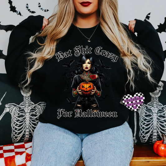 Bat Shit Crazy for Halloween Tee or Sweater-Edgy Alternative Witchy Gothic Vibes