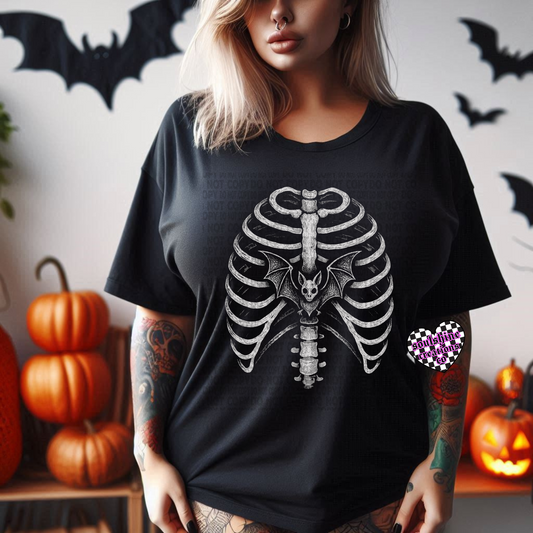 Ribcage Bat Tee or Sweater-Edgy Alternative- Gothic Vibes- Halloween