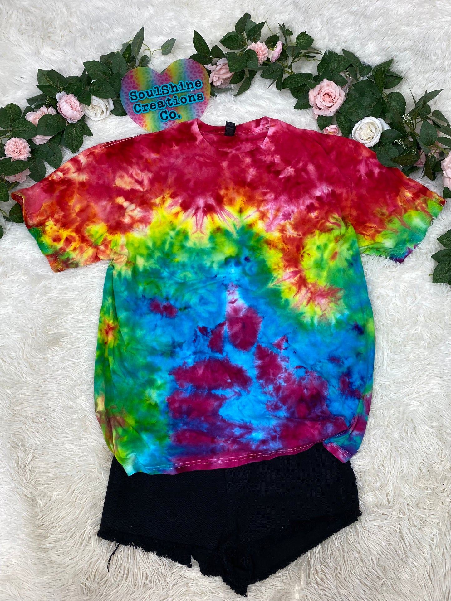Rainbow Bright Scrunch Ice Tie Dye Shirt
