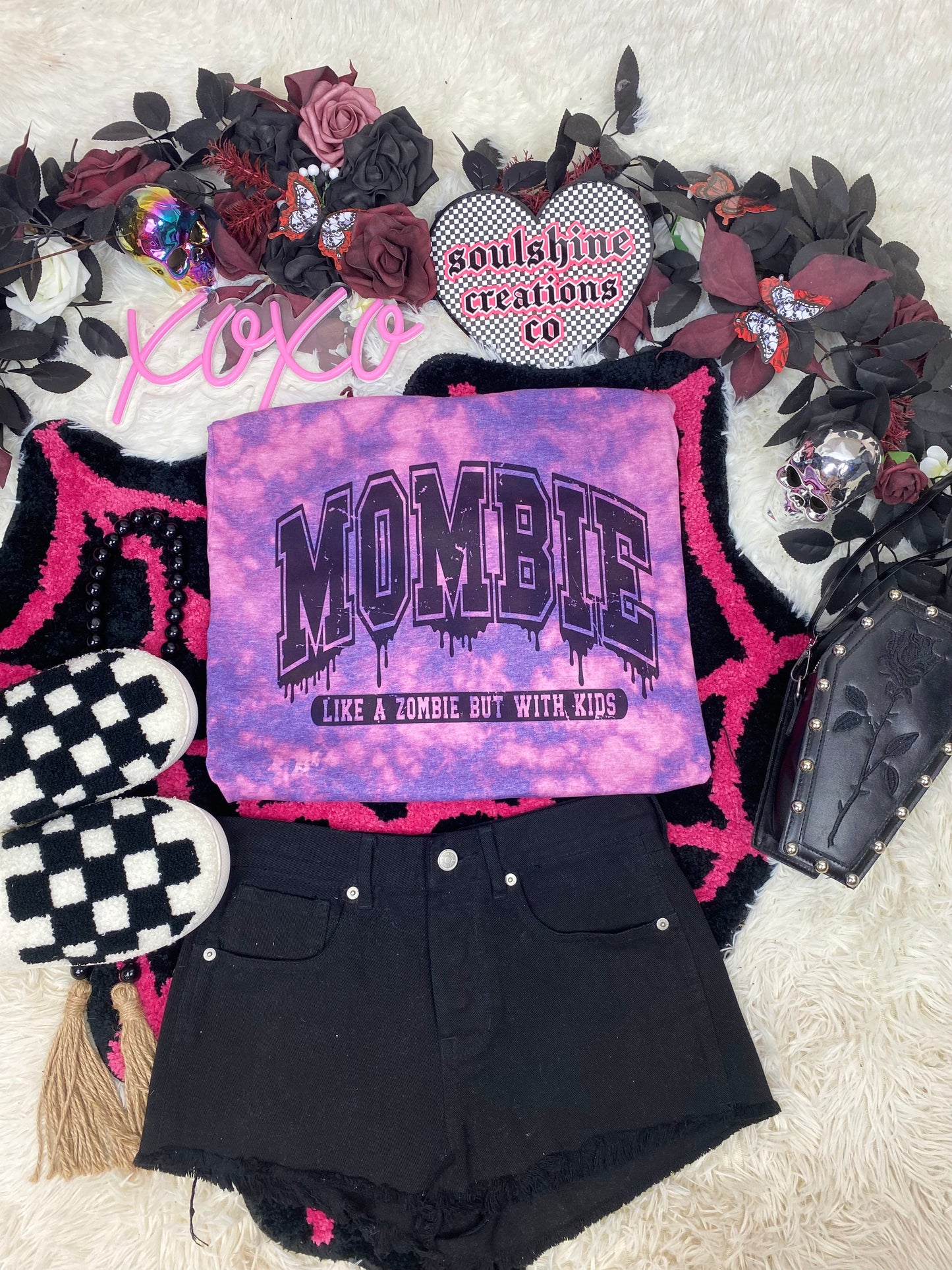 Mombie like a zombie but with kids Distressed Acid Wash  bleached tee shirt