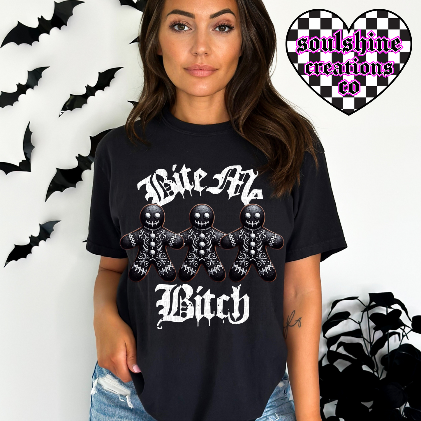 Bite Me Bitch Gingerbread Tee or Sweater Snarky Gothic Christmas