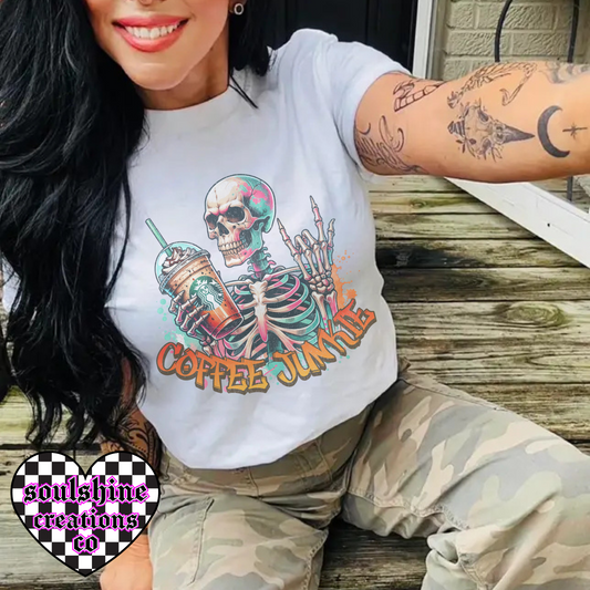 Coffee Junkie tee shirt or Sweater Edgy Alt Vibes