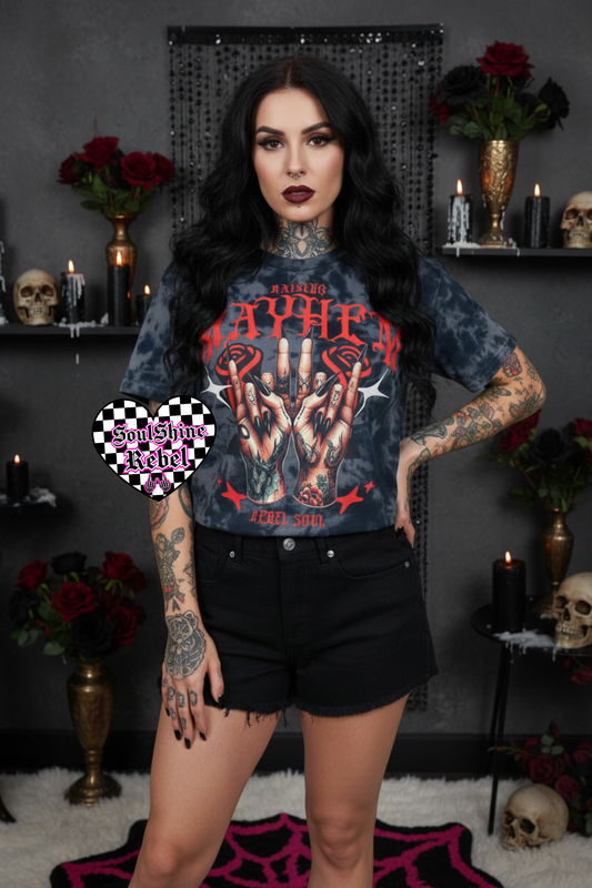 Raising Mayhem Acid wash tee or sweatshirt Alternative Vibes