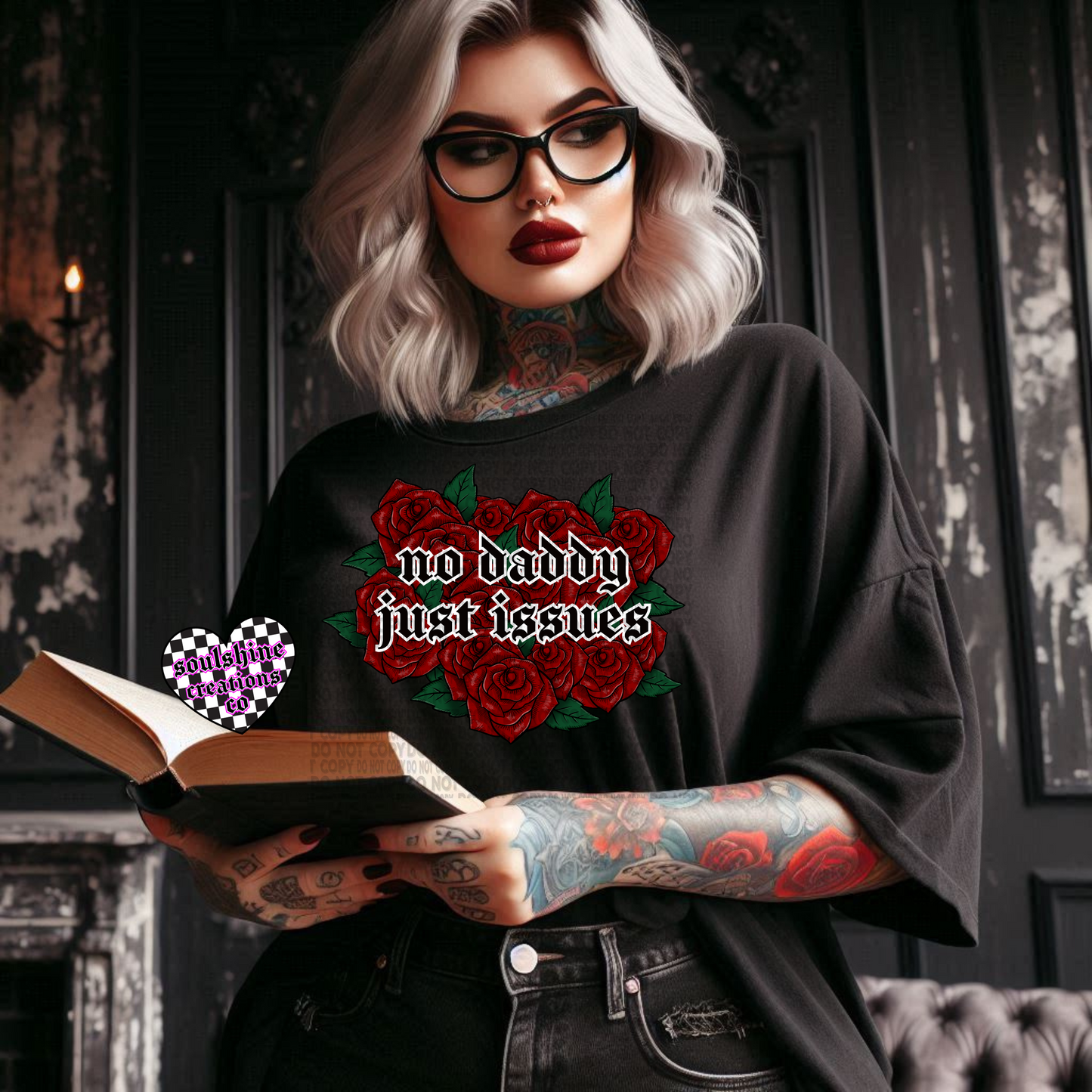 No Daddy Just Issues Tee or Sweater-Edgy Alternative Bookish Gothic Vibes