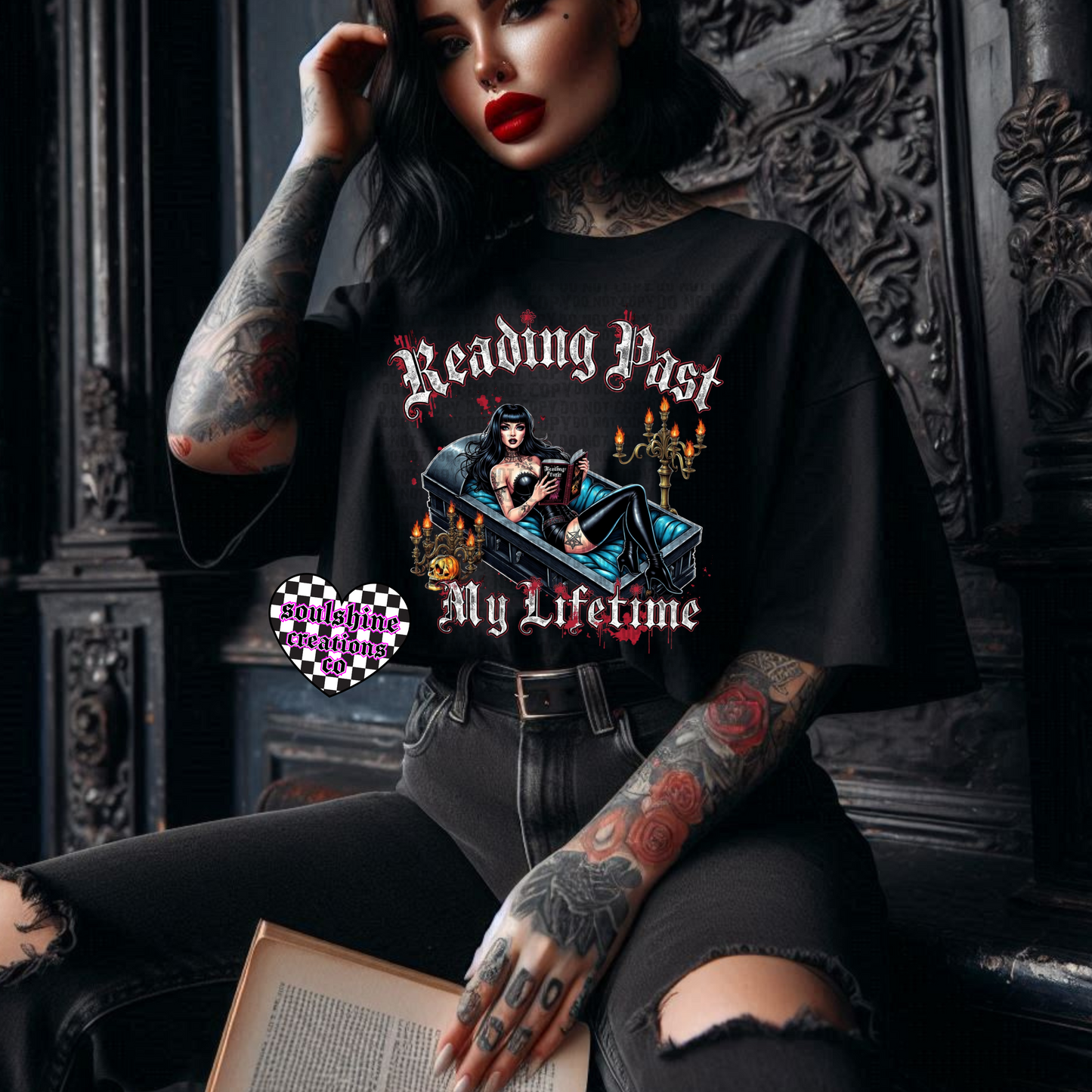 Reading Past My Lifetime Tee or Sweater- Bookish Edgy Gothic Alternative Vibes