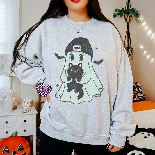 Emo Ghost Tee Shirt or Sweater- Alternative Gothic Vibes-Halloween