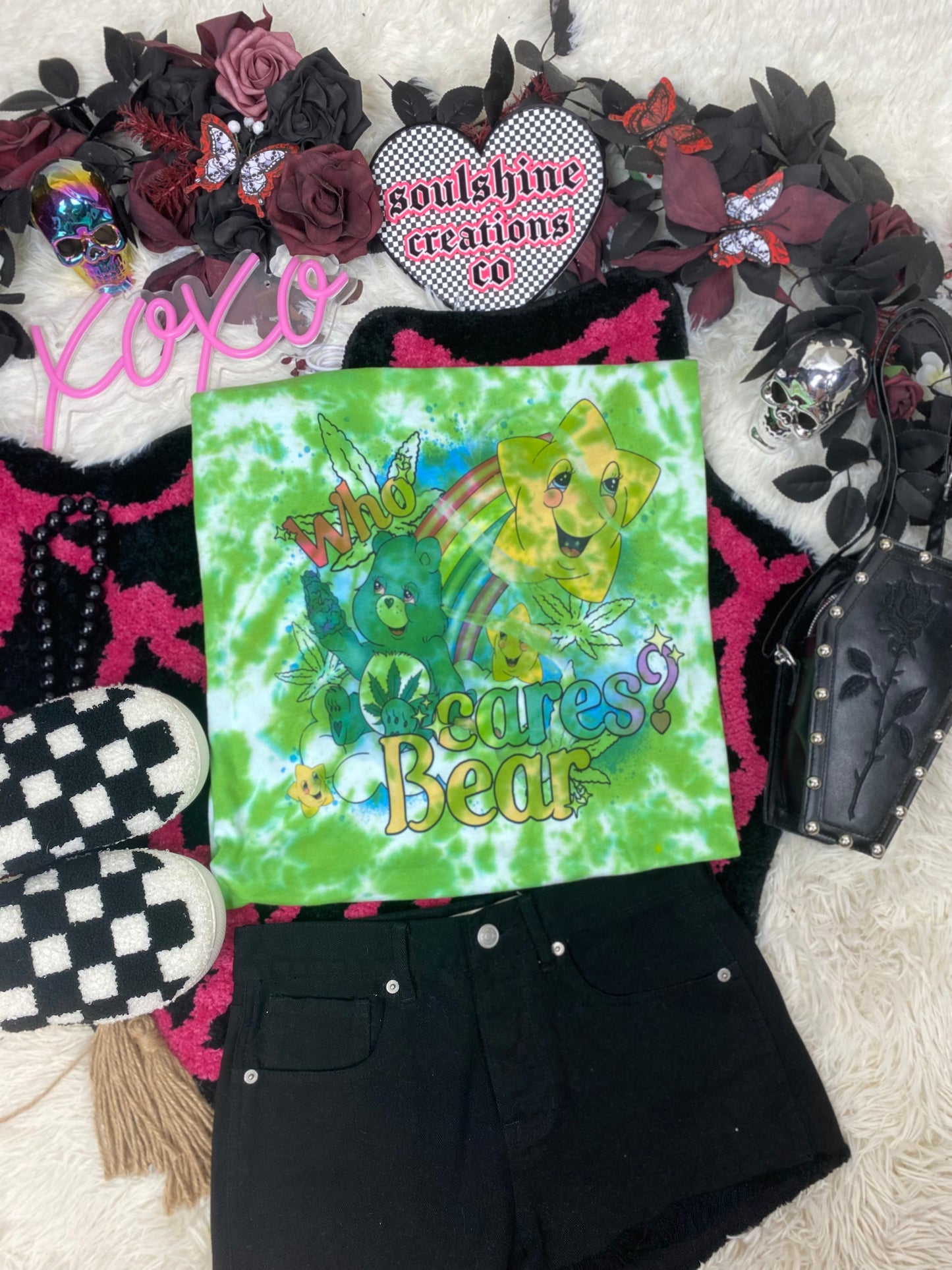 who cares acid wash tie dye tee or sweatshirt