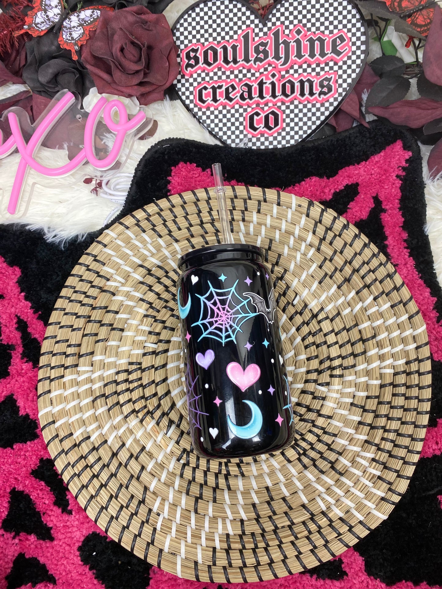 pastel goth 16 oz. black glass libby cup iced coffee drinkware