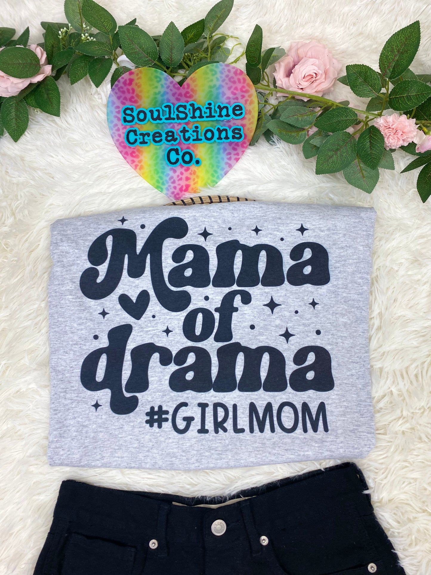 Mama of Drama Girl Mom Graphic Tee Shirt