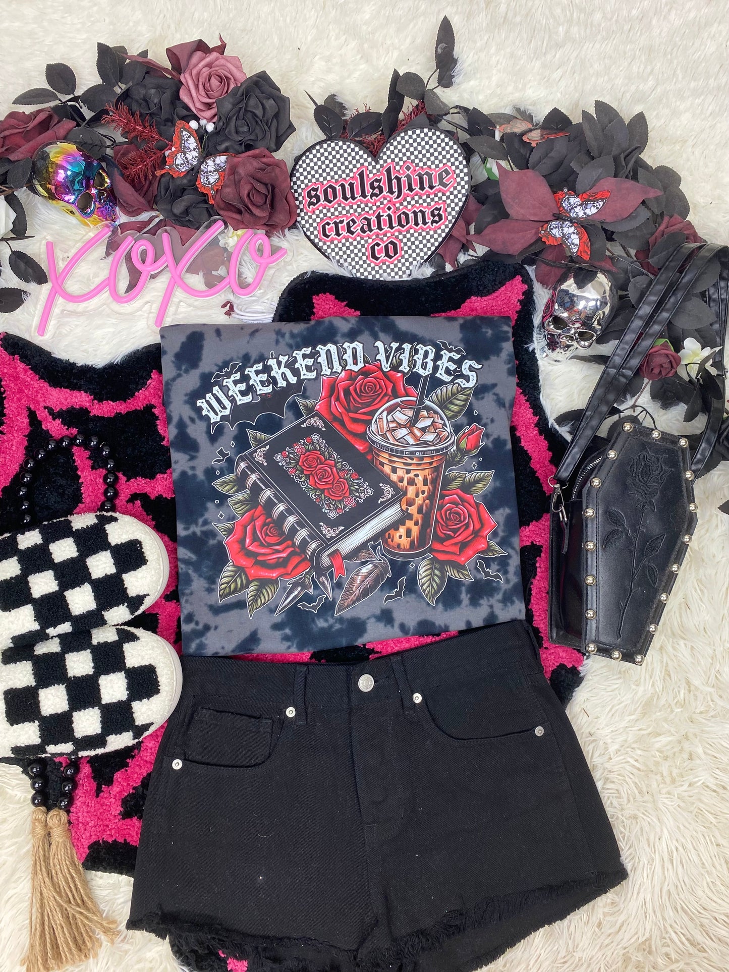 Weekend Vibes bookish acid wash tee or sweatshirt