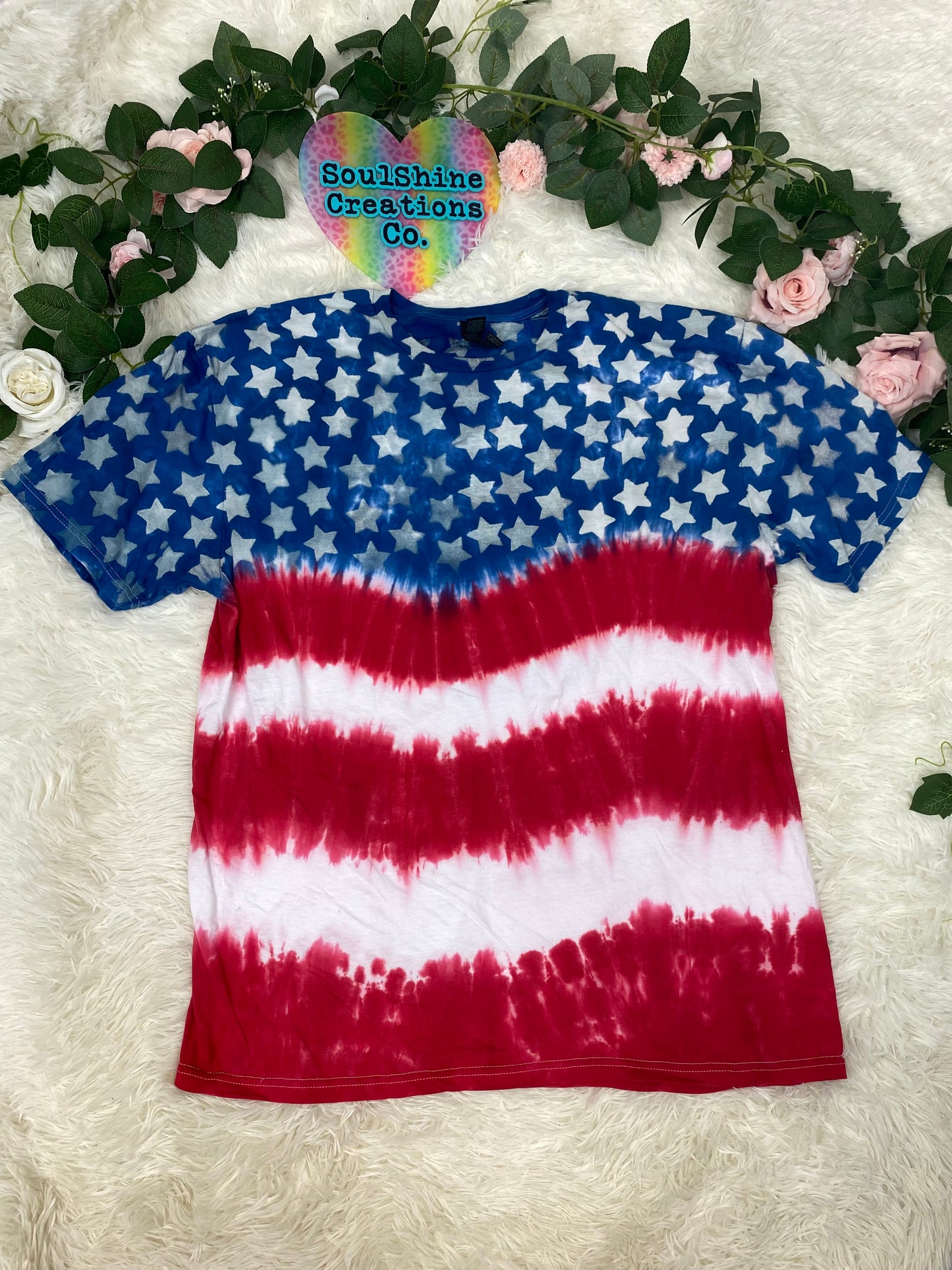 Star Spangled Banner Red White Blue Tie Dye Shirt