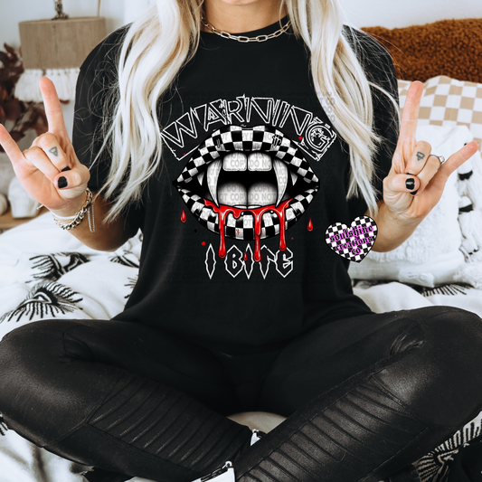 Warning I Bite Tee or Sweater Edgy Alternative Gothic Vampy Vibes