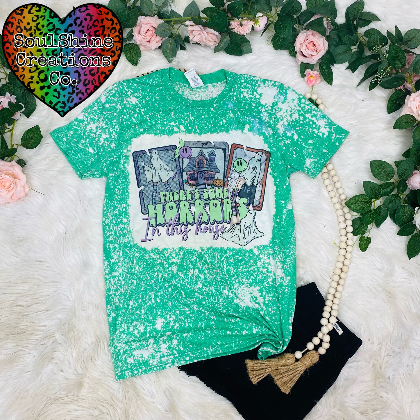 There’s Some Horrors in this House Halloween Tee Bleached Shirt