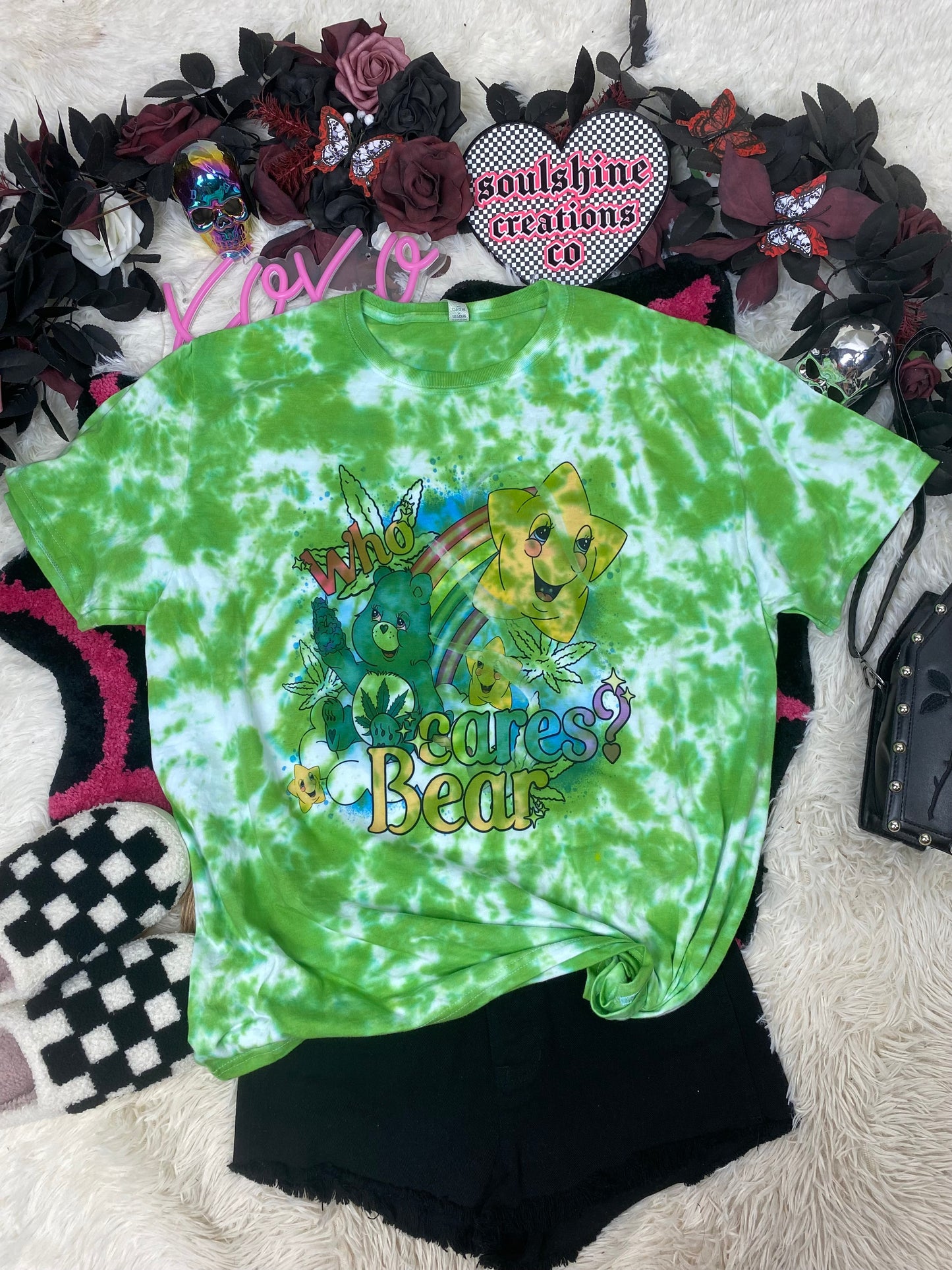 who cares acid wash tie dye tee or sweatshirt