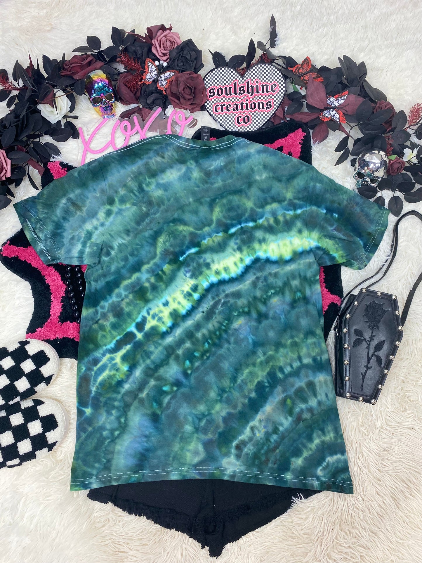 malachite ripple geode ice tie dye t-shirt