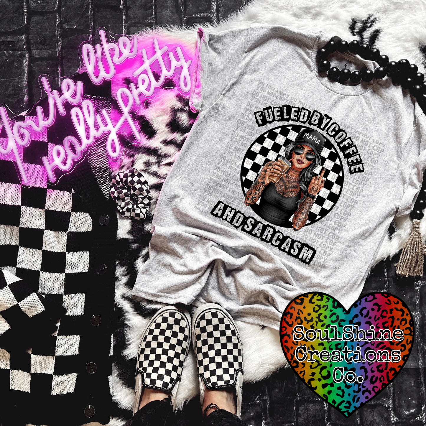 Fueled by Coffee and Sarcasm Digital Design  PNG