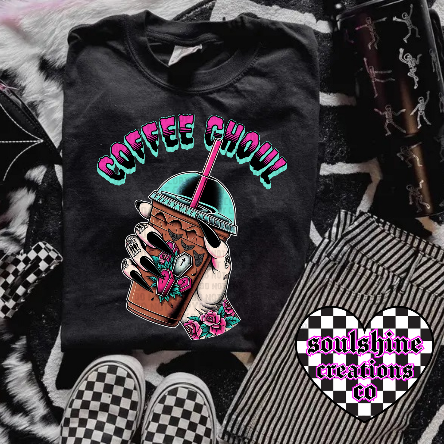 Coffee Ghoul tee or sweater-Edgy Alt Vibes-Witchy