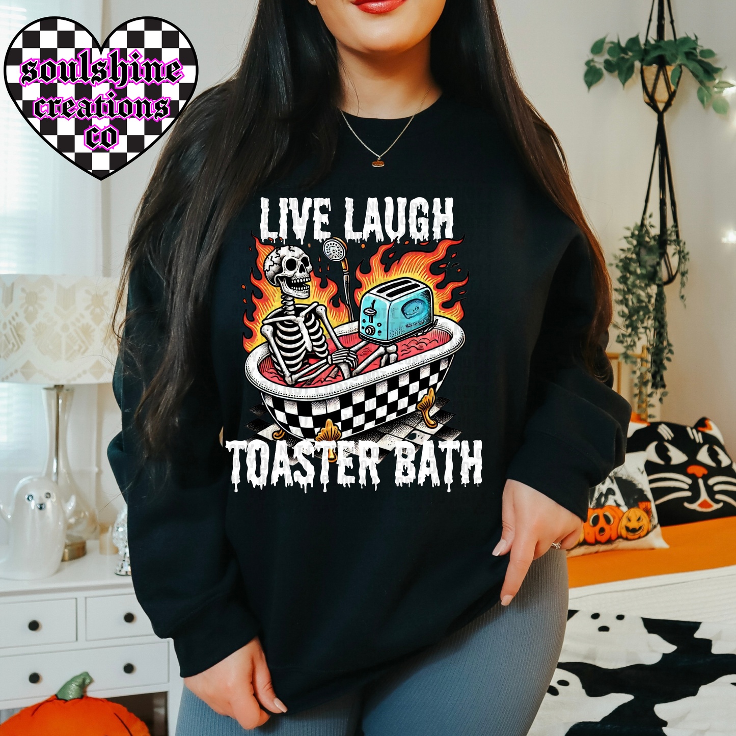 Live Laugh Toaster Bath tee or sweater-Edgy Alt Vibes-Dark Humor