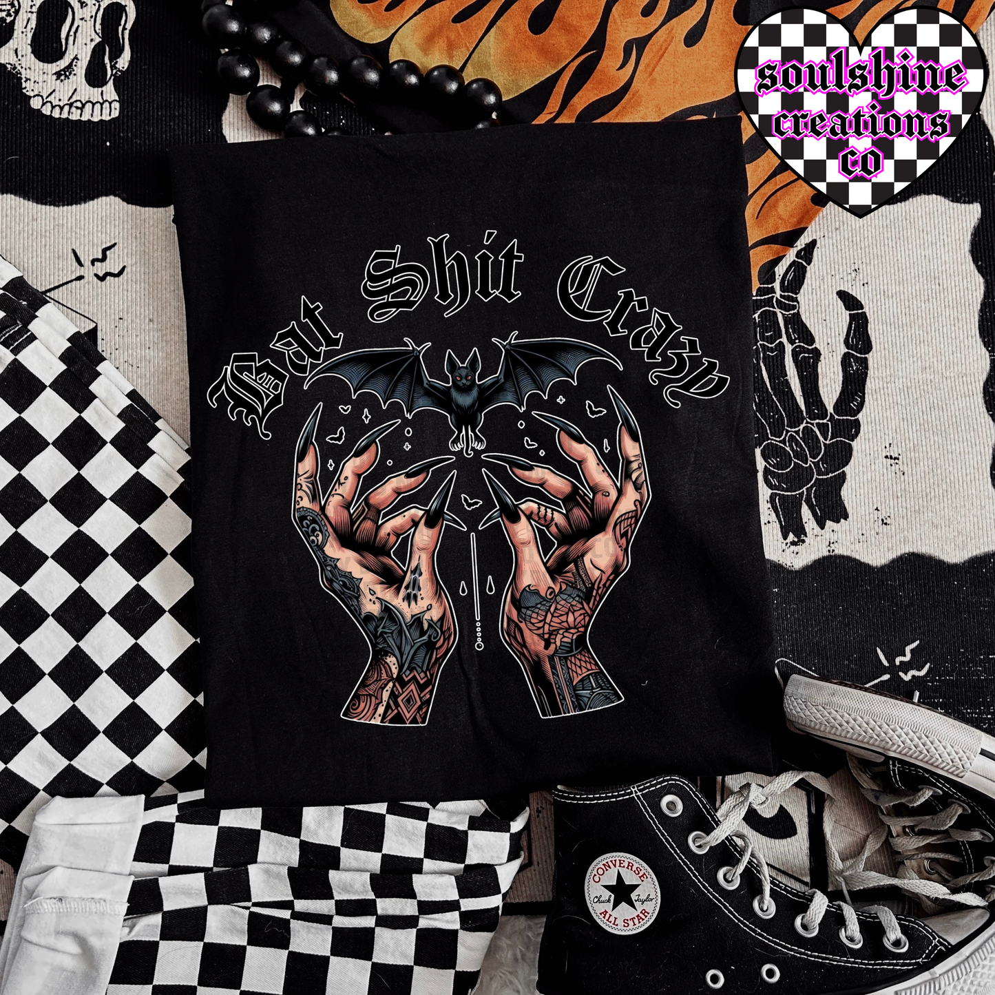 Bat Shit Crazy tee or sweater-Edgy Alternative Vibes-Snarky