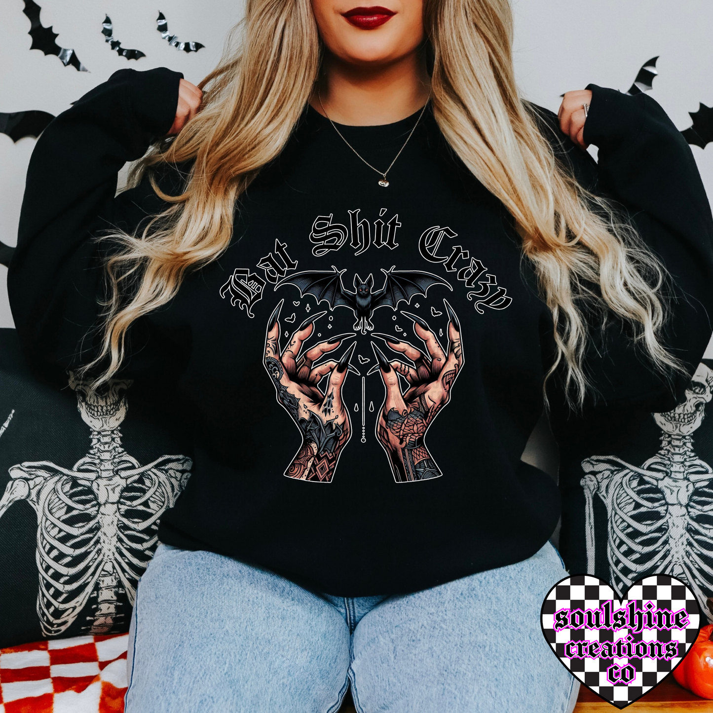 Bat Shit Crazy tee or sweater-Edgy Alternative Vibes-Snarky