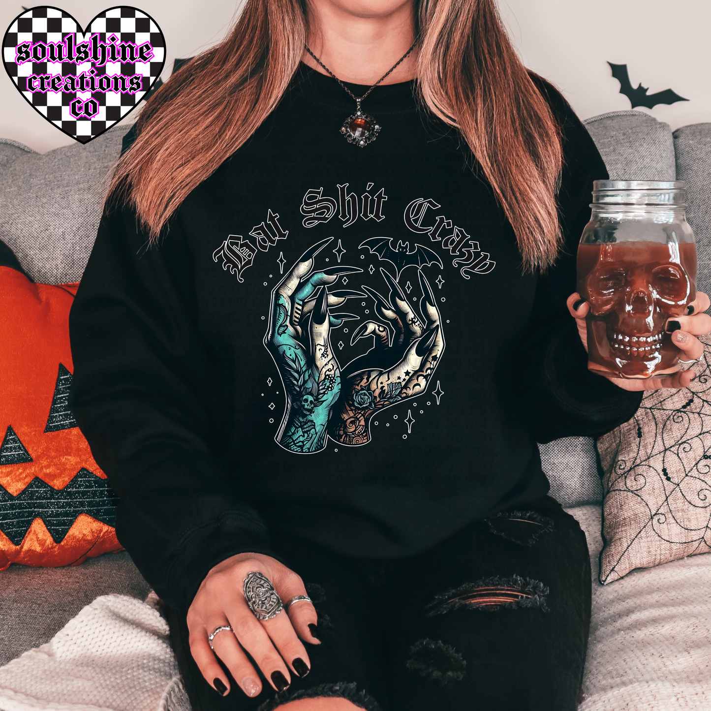 Bat Shit Crazy 2.0 tee or sweater-Edgy Alternative Vibes-Snarky