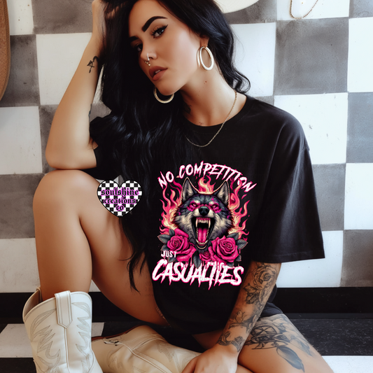 No Competition Just Casualties Wolf tee or sweater-Edgy Alternative Vibes