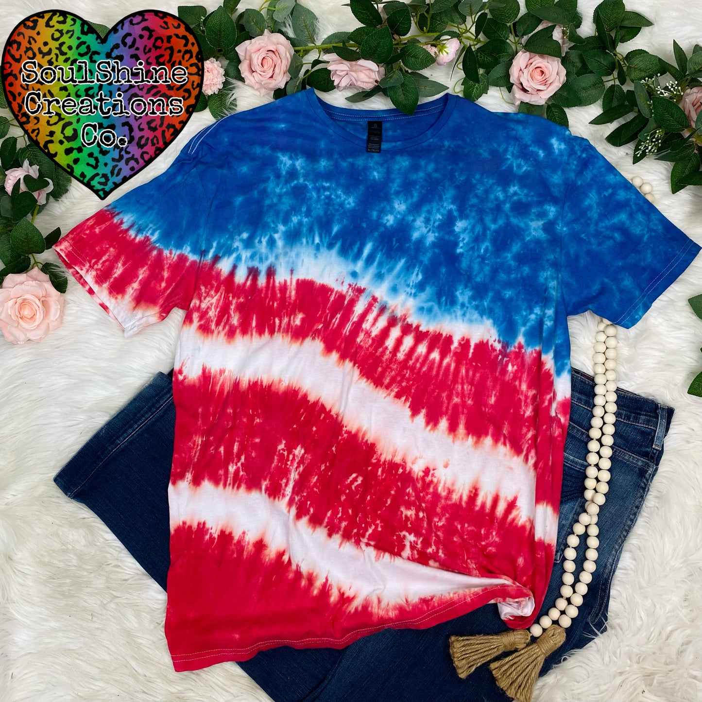 American Flag Red White Blue Tie Dye Shirt