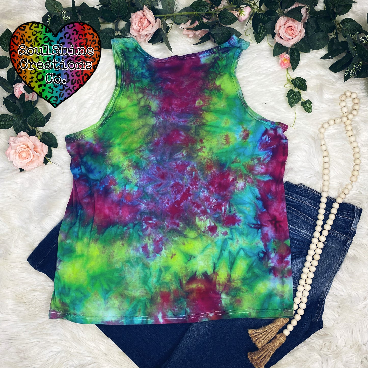 Aurora Borealis Ice Dye Tie Dyed Tank Top