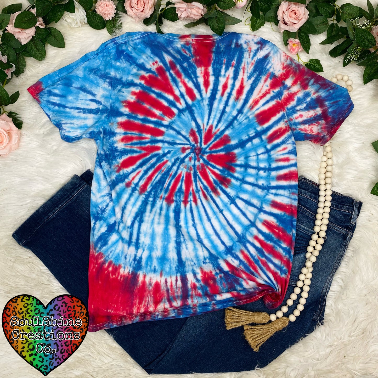 Bombpop Red White Blue Spiral Tie Dye Shirt