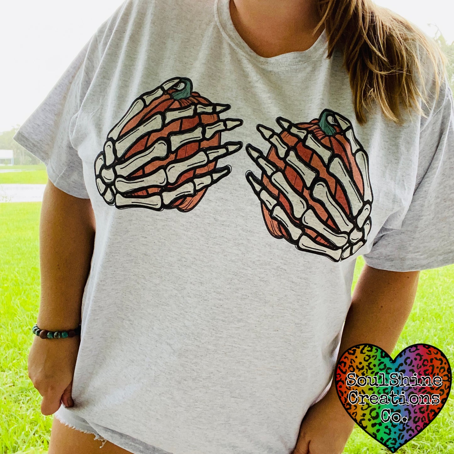 Pumpkin Skellie Hands Tee Shirt