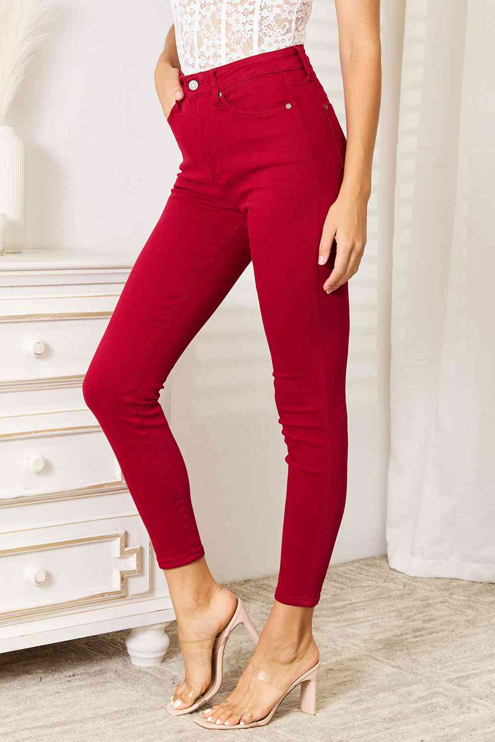 Judy Blue High Waist Tummy Control Red Skinny Jeans