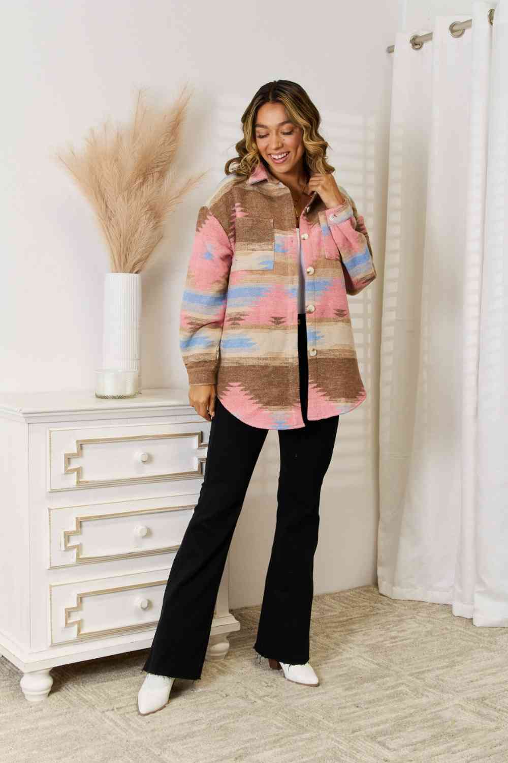 Southwestern Button Down Jacket Aztec Print