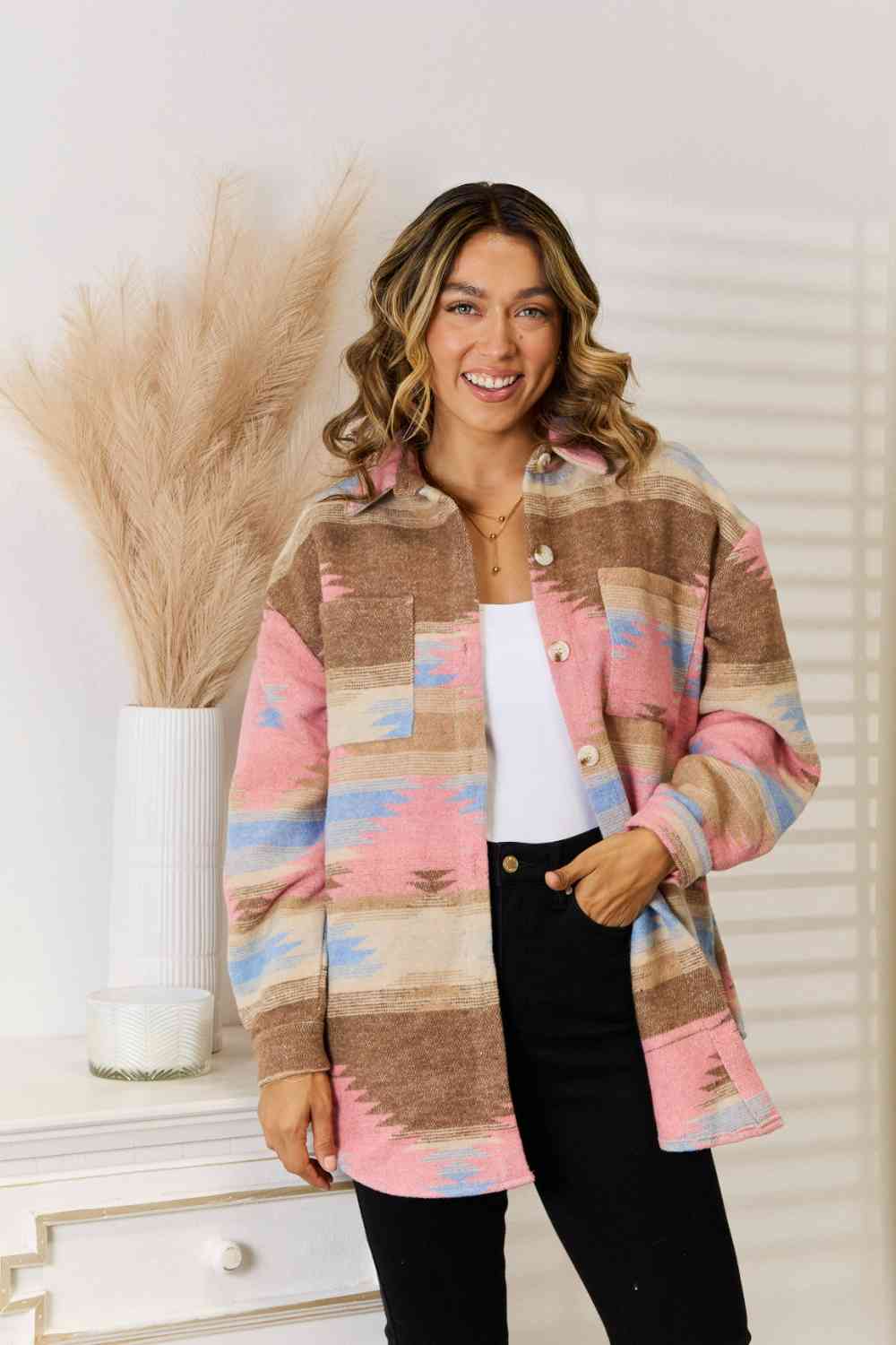 Southwestern Button Down Jacket Aztec Print