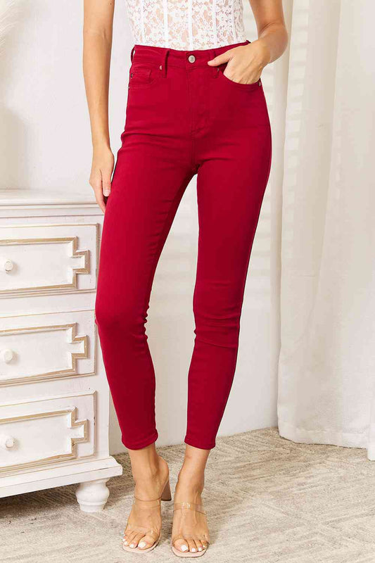 Judy Blue High Waist Tummy Control Red Skinny Jeans