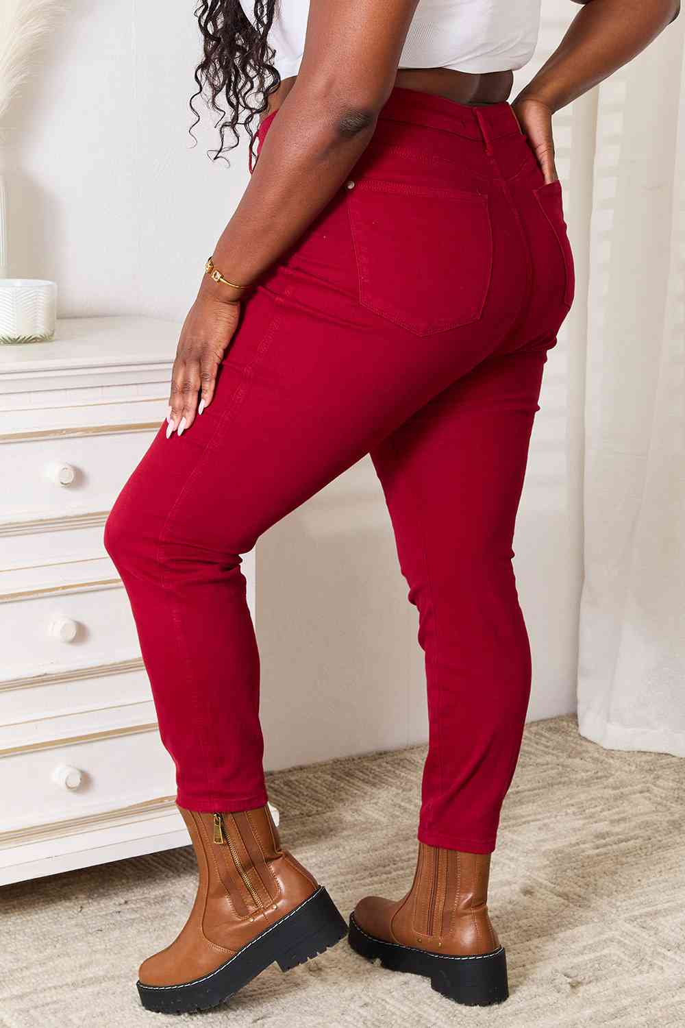 Judy Blue High Waist Tummy Control Red Skinny Jeans