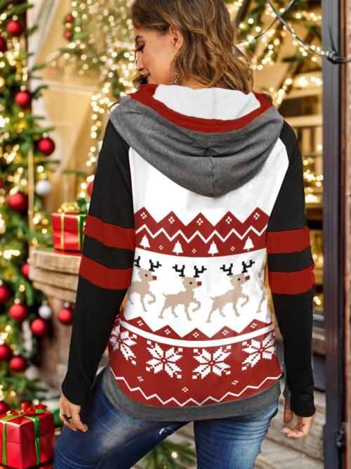 Christmas Print Long Sleeve Hoodie