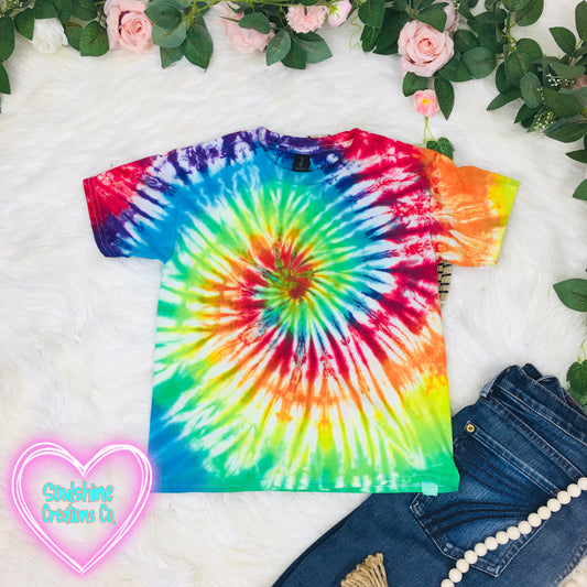 Rainbow Bright Spiral Tie Dye Kids Shirt